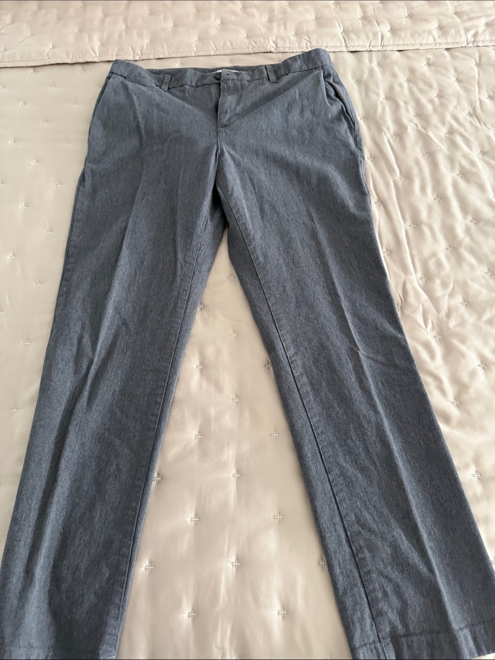 Classic Straight-Leg Trousers in Slate Blue
